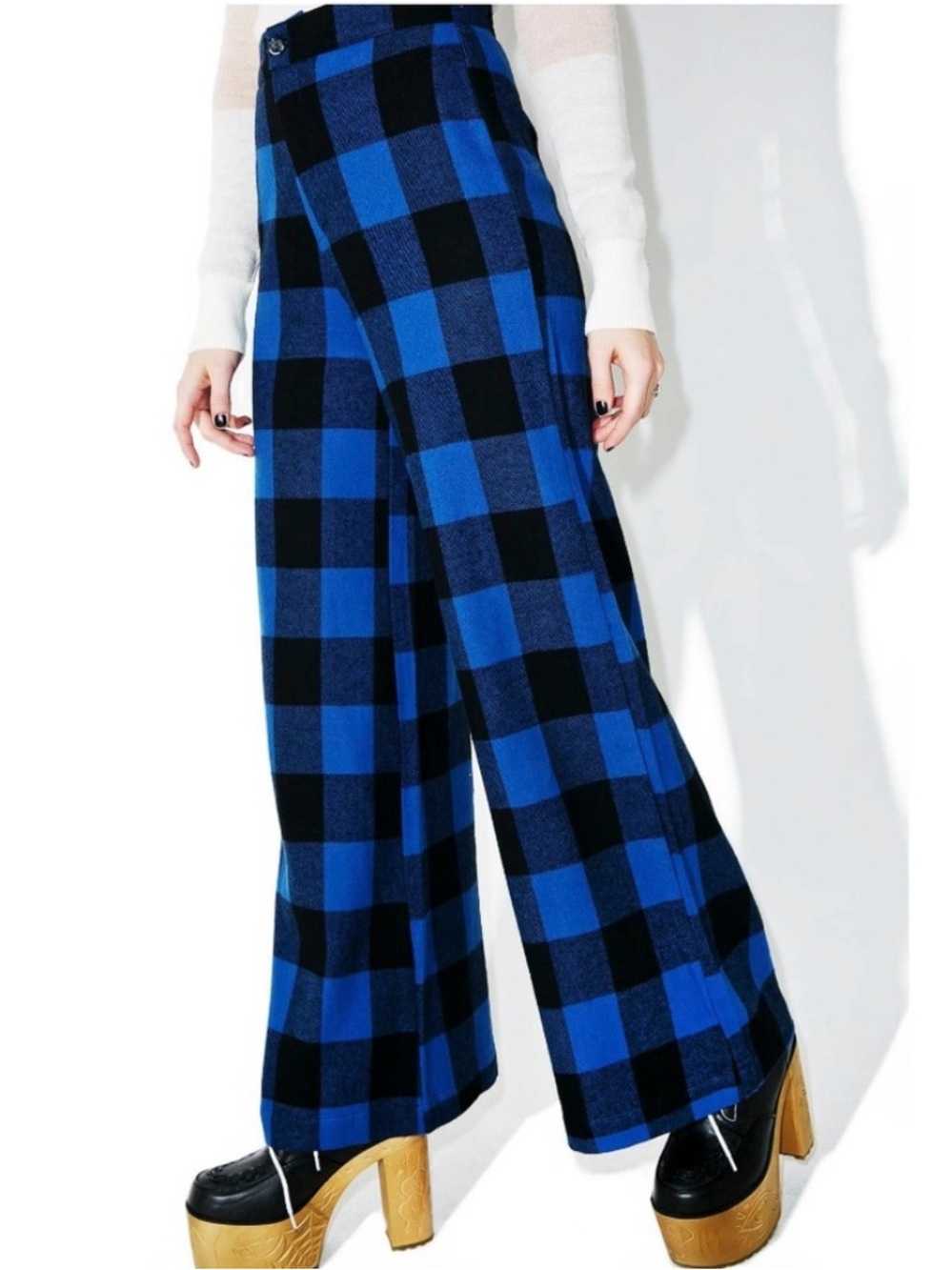 Sugarhigh Lovestoned Woody Wide Leg Plaid Pants Size 2